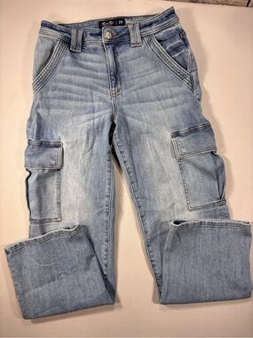 Miss Me Light Blue High Rise Cargo Jeans Women's Size 28 Y2K